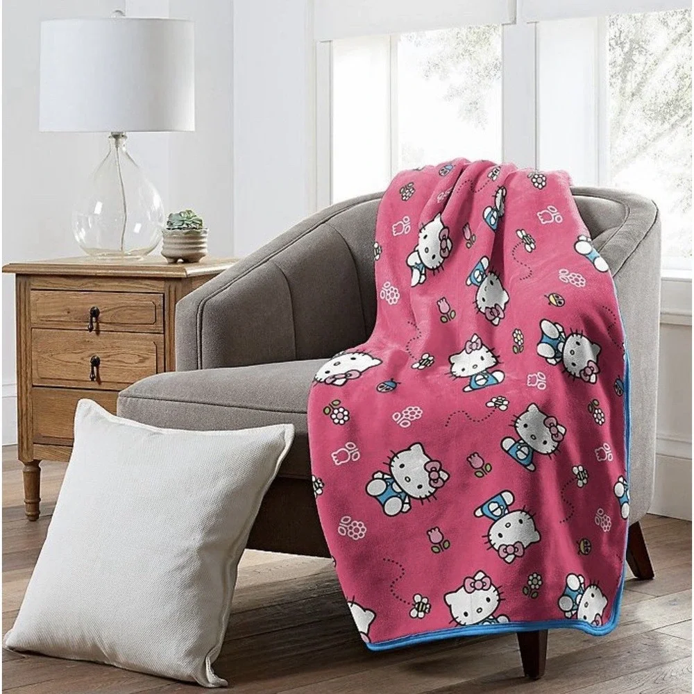Hello Kitty Sweet Bug Throw Blanket NEW Silk Soft Touch 46